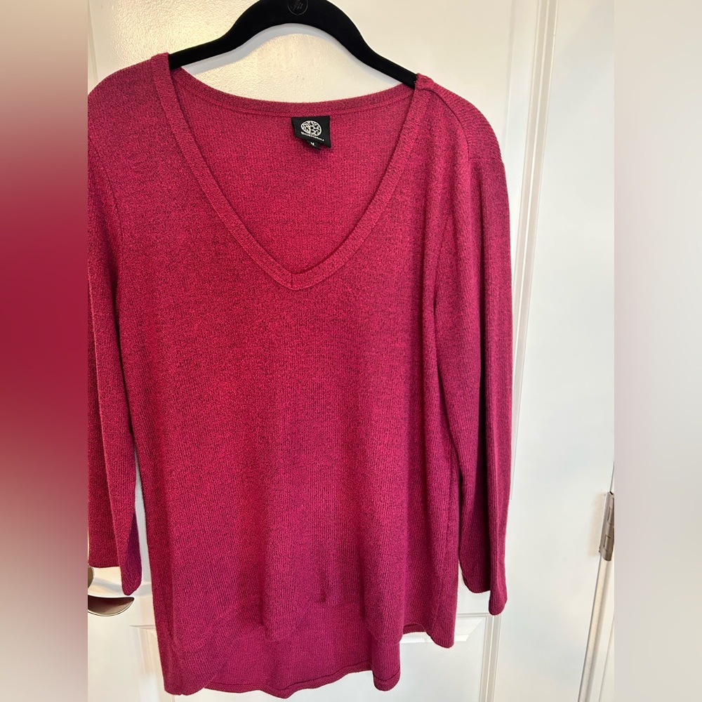 Bobeau Rich Berry asymmetrical Knit Top